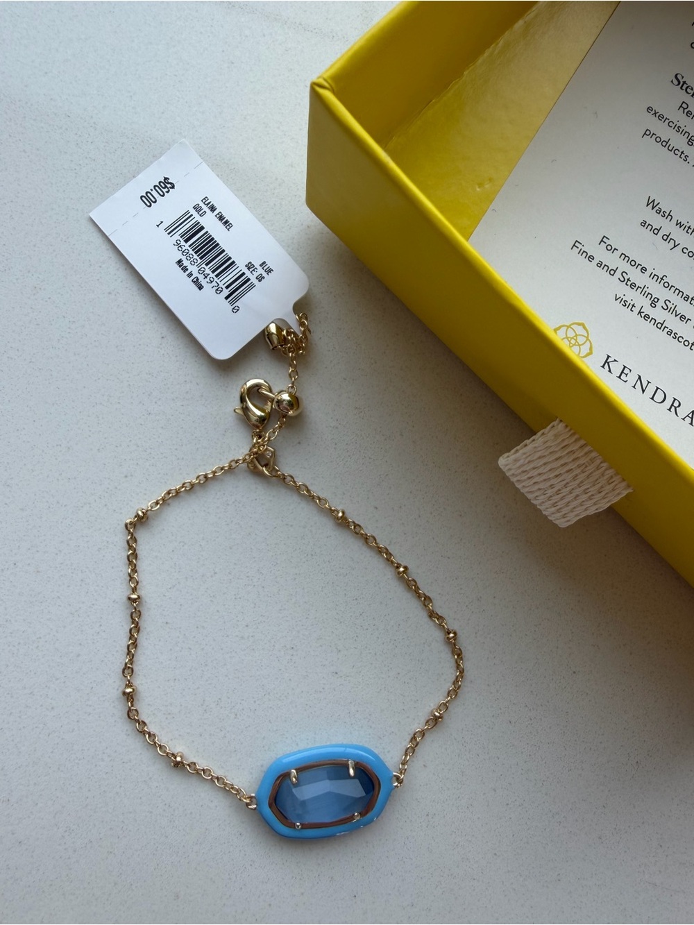 Kendra Scott Blue Enamel and Faceted Glass Bracelet in Gold